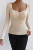 Apricot Square Neck Ruched Textured Knit Top