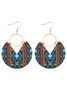 Multicolour Western Fashion Aztec Circle Wooden Earrings