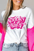 White Spooky Babe Bat Print Halloween Crewneck T Shirt White Spooky Babe Bat Print Halloween Crewneck T Shirt
