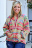 Multicolor Plus Size Western Aztec Geometric Pattern Zip up Hoodie