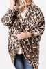 Leopard Plus Size Draped Open Front Cardigan