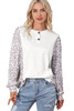 Leopard Splicing Dolman Sleeve Contrast Henley Top