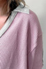 Pink Plus Size Exposed Seam Waffle Knit Top