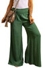 Green Smocked Waist Crinkled Wide Leg Pants