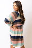 Multicolor Striped Color Block Long Sleeve Mini Dress