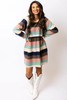 Multicolor Striped Color Block Long Sleeve Mini Dress