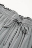 Gray Drawstring Smocked High Waist Wide Leg Pants