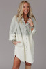 Gray Gradient Long Sleeve Button Up Raw Hem Denim Dress