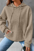 Khaki Quilted Kangaroo Pocket Drawstring Hoodie