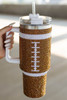 Chestnut Contrast Rhinestone Rugby 304 Stainless Steel Tumbler