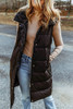 Black Hooded Long Quilted Vest Coat