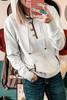 Beige Drawstring Kangaroo Pocket Henley Hoodie