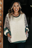 Leopard Colorblock Patchwork Dolman Sleeve Plus Size Top