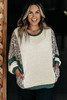 Leopard Colorblock Patchwork Dolman Sleeve Plus Size Top