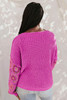 Rose Floral Crochet Cable Knit V Neck Sweater