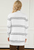 White Striped Detail Fuzzy Open Front Cardigan