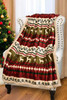 Dark Green Christmas Elk Print Reversible Sherpa Fleece Blanket 130*150cm