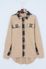 Apricot Plaid Patchwork Waffle Thermal Knit Shacket