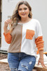 Chestnut Plus Size Color Block Textured Patchwork Top with Pocket