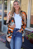 Orange Western Tribal Aztec Print Cardigan Orange Western Tribal Aztec Print Cardigan