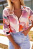 Multicolor Abstract Print Long Sleeve Button-Down Shirt