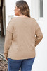 Khaki Plus Size Textured Drop Shoulder Exposed Seam Top