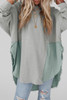 Grey Crinkle Splicing Raw Hem High Low Oversized Blouse