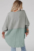 Grey Crinkle Splicing Raw Hem High Low Oversized Blouse