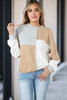 White Drop Shoulder Color Block Patchwork Oversized Top