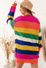 Multicolor Striped Print Longline Cardigan