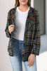 Contrast Hooded Drawstring Plaid Shacket