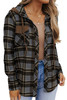 Contrast Hooded Drawstring Plaid Shacket