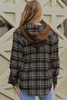 Contrast Hooded Drawstring Plaid Shacket