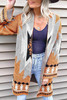 Gold Flame Aztec Graphic Open-Front Cardigan