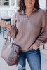 Plus Size Textured Knit Zip Neck Pullover