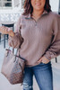 Plus Size Textured Knit Zip Neck Pullover
