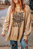 Khaki Loose Leopard GAME DAY Graphic Sweatshirt