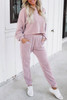 Apricot Pink Ribbed Two Piece Pullover and Joggers Lounge Set