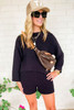 Black Textured Long Sleeve Top Shorts Outfit Black Textured Long Sleeve Top Shorts Outfit