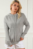 Gray Cowl Neck Drawstring Pullover Hooded Sweater