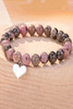 Multicolour Fashion Heart Pendant Beaded Bracelet