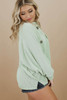 Green Plus Size Ribbed Pocketed Long Sleeve Henley Top