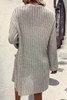 Gray Loose Ribbed Knit Pocketed Open Cardigan
