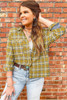 Ginger Plaid Embroidery Patch Button-Down Shacket Ginger Plaid Embroidery Patch Button-Down Shacket