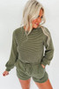 Pickle Green Corded Pullover Long Sleeve Drawstring Romper Pickle Green Corded Pullover Long Sleeve Drawstring Romper
