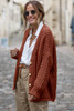 Red Sandalwood Vintage Cable Knit Button Front Cardigan