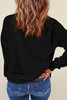 Black Sequin Halloween Pumpkin Graphic Pullover Sweatshirt
