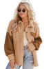 Camel Sherpa Colorblock Flap Pocket Jacket