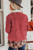 Red Corduroy Sherpa Snap Button Flap Jacket