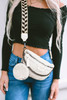 Bright White Colorblock Strap Chain Shoulder Bag With Coin Purse